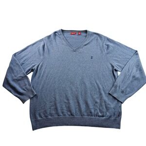 IZOD V‎ Neck Sweater Men's Sz XL Blue Cotton Long Sleeve Pullover